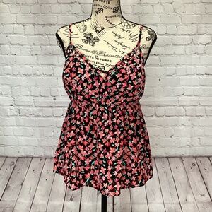 279. Candies Black Coral Floral Flowy Tank NWT Size XL